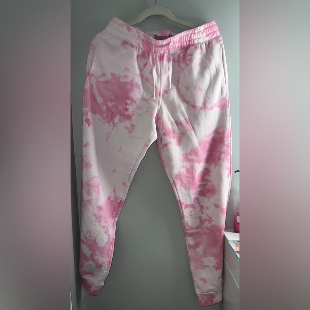 Pink and White Tie Dyed Sweatpants